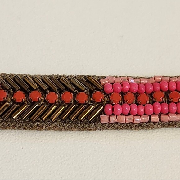 Stella & Dot Mai bracelet mixed media beaded & faux leather bracelet, 8" - Picture 2 of 6